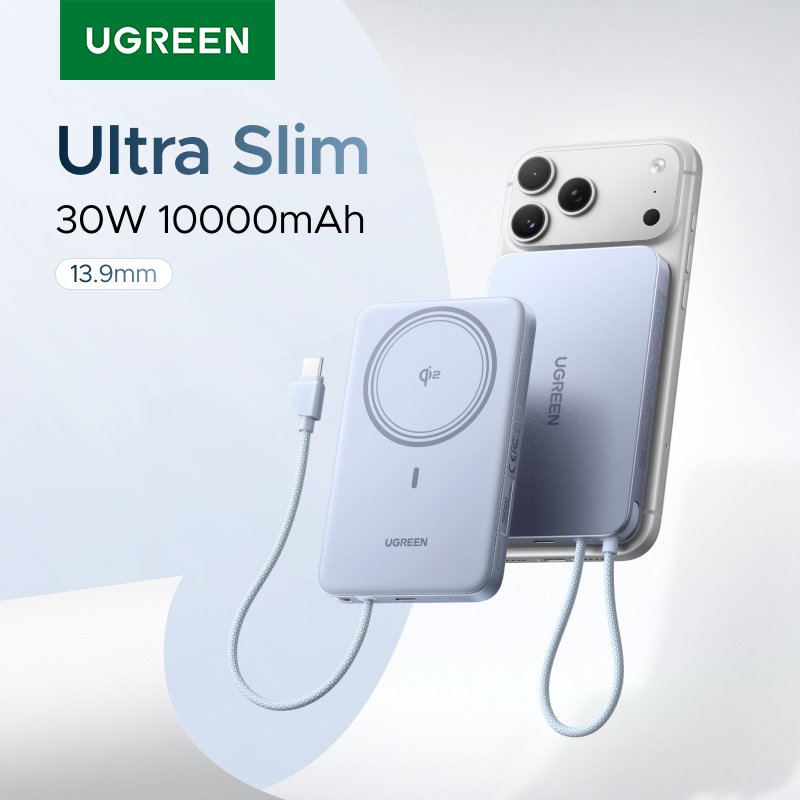 UGREEN מטען נייד מגנטי 10000mAh 30W Qi2